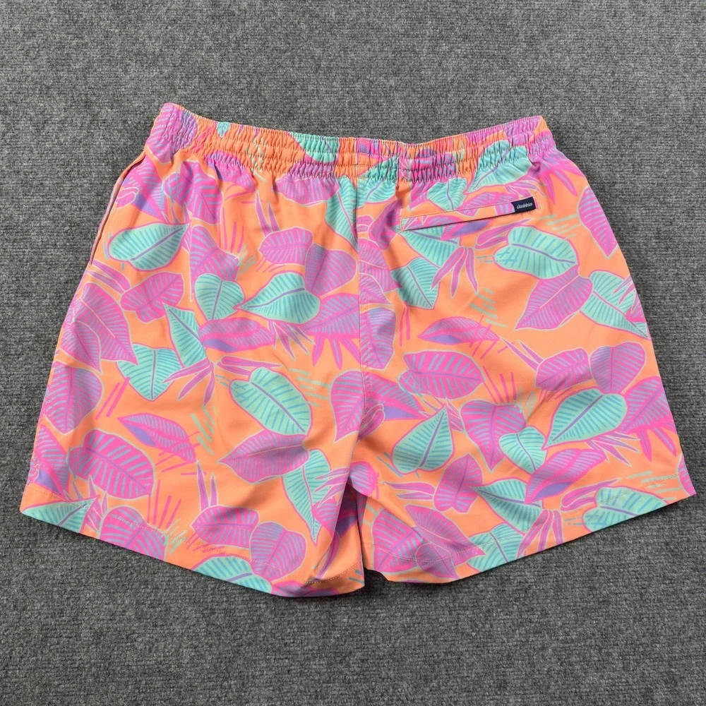 Chubbies Swim Trunks Mens XXL Orange Tropical Leaf 5.5 Inseam Board Summer